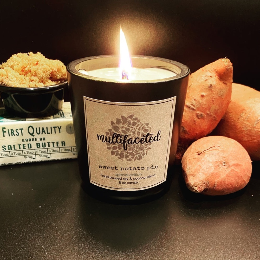 ‘Sweet Potato Pie’ 8oz Glass Jar Soy Candle - Multifaceted